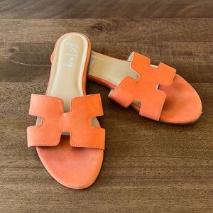 French Sole Orange Leather Alibi Sandals